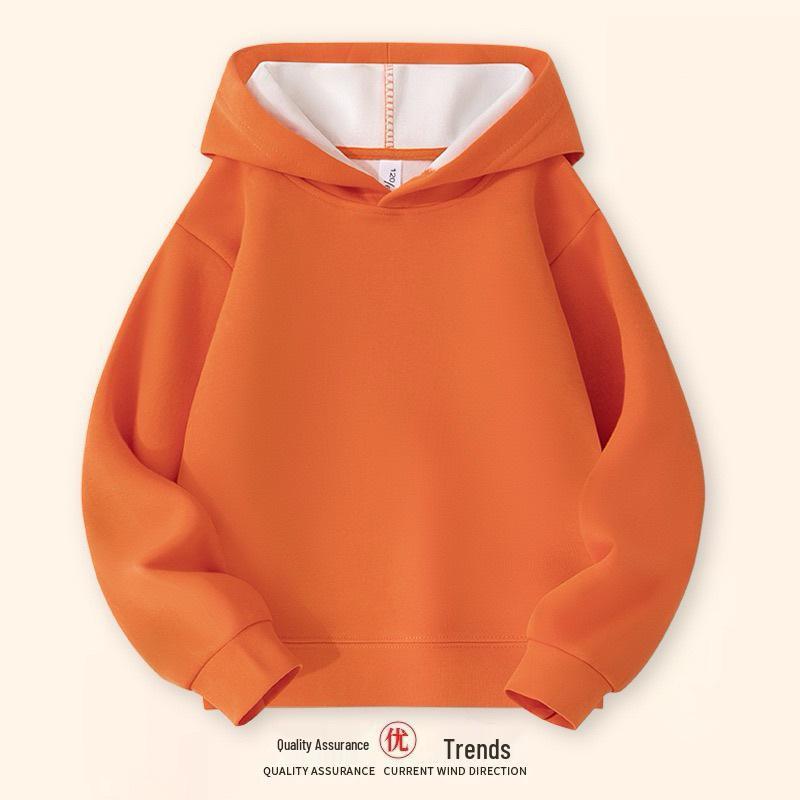 Kids' Fleece-Lined Autumn/Winter Hoodie - Solid Color, Loose Fit Pullover Jacket