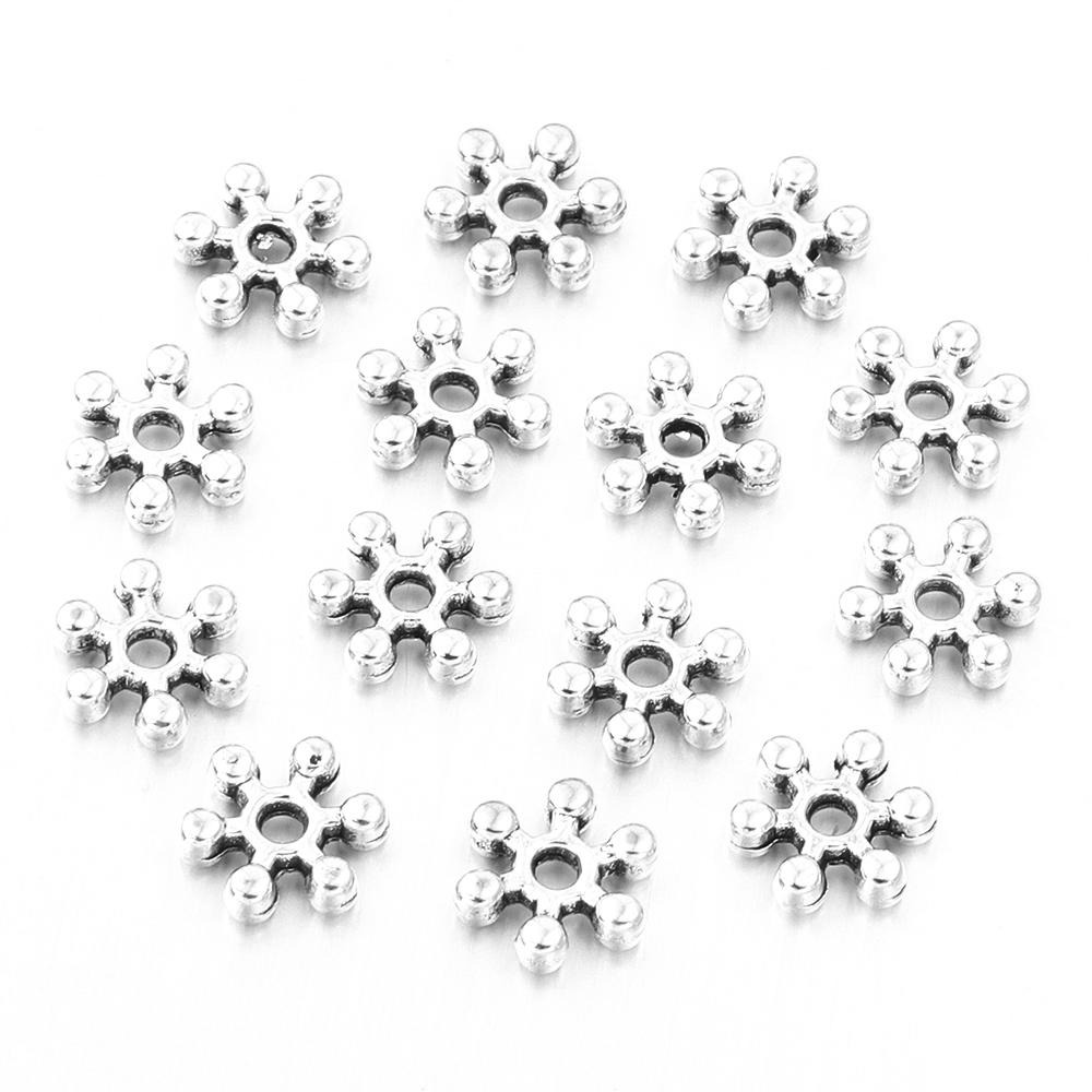 100-200Pcs 4 5 7mm Alloy Flower Spacer Beads For Jewelry Making Snowflake Loose Beads For DIY Bracelet Jewelry Making Supplies