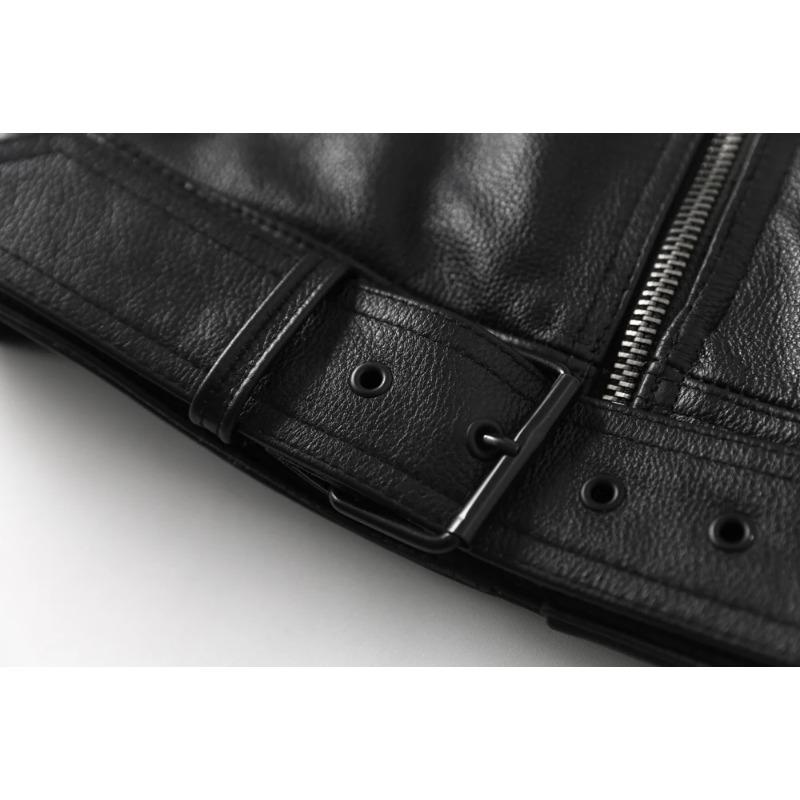 Chinese Size Genuine Leather Vest Men 100% Real Cowhide Slim Fit Motorcycle Vests Biker Sleeveless Jackets Spring Autumn Asian Size M595