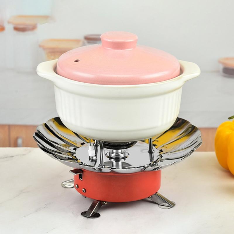 Portable Windproof Stove Stainless Steel Foldable Stove Furnace for Burner Outdoor Folding Metal Gas Stove Camping Tools