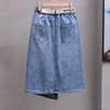Frühling Sommer Jeansrock Damen Elastisch Hochtailliert A-Linie Hüftumspielende Röcke Lässig