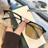 Luxury Brand Double Beam Photochromic Myopia Glasses Women Men Anti-blue Light Near Sight Eyewear Unisex Goggle Diopter 0 To-6.0