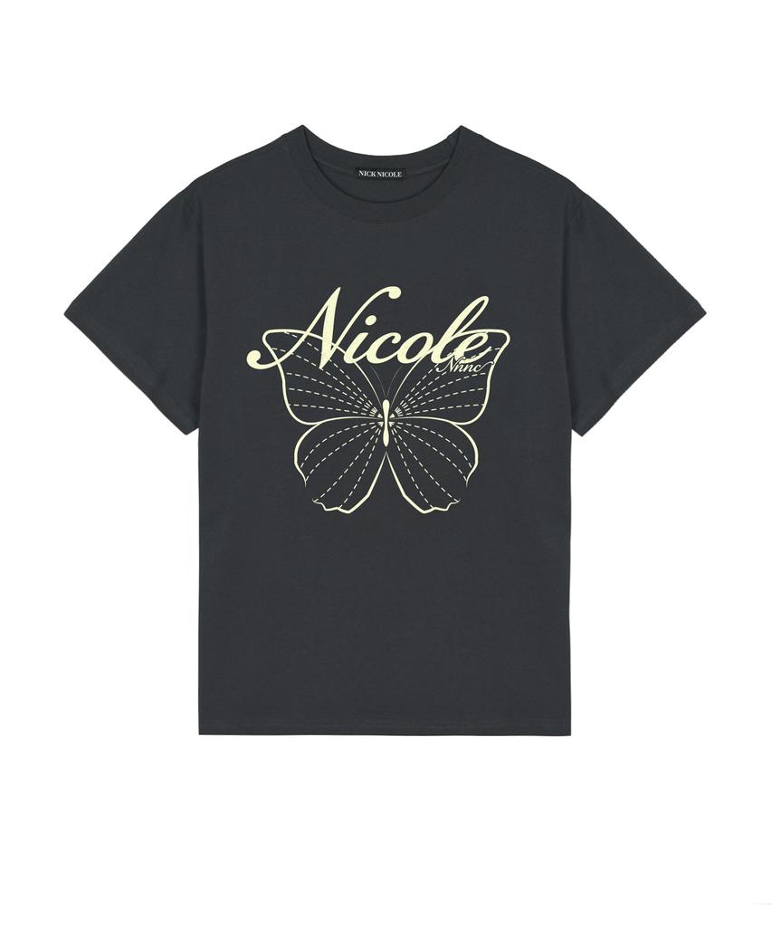 Nigaennikol Nicole Butterfly Sleeve Top_Charcoal Cream