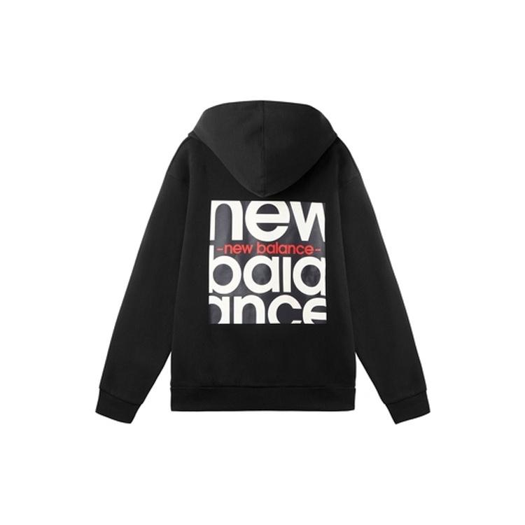 New Balance Logo Print Hoodie Asia Sizing 'Black White' Men's AMT11308-BK