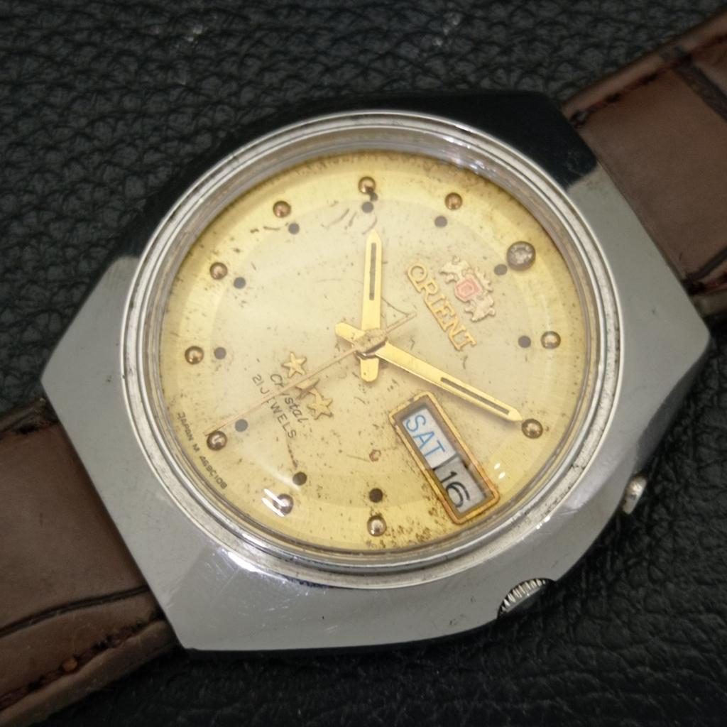USED JAPAN ORIENT CRYSTAL 46943 AUTOMATIC MENS ORIGINAL DIAL WATCH a432880-2 R113-a432880