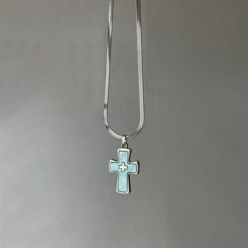 Mädchenstil Weinrot Leder Kreuz Choker Schlüsselbein Kette Aufhellendes Halskette