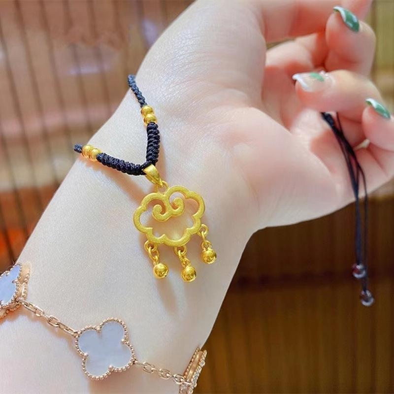 Auspicious Cloud Ruyi Lock Necklace with Bell Pendant - Handmade Woven Good Luck Charm, Qixi Gift for Girlfriend.