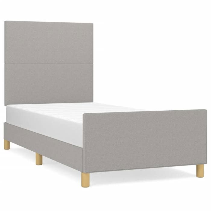 VidaXL Bed Frame with Headboard Light Grey 90x200 Cm Fabric 3124863