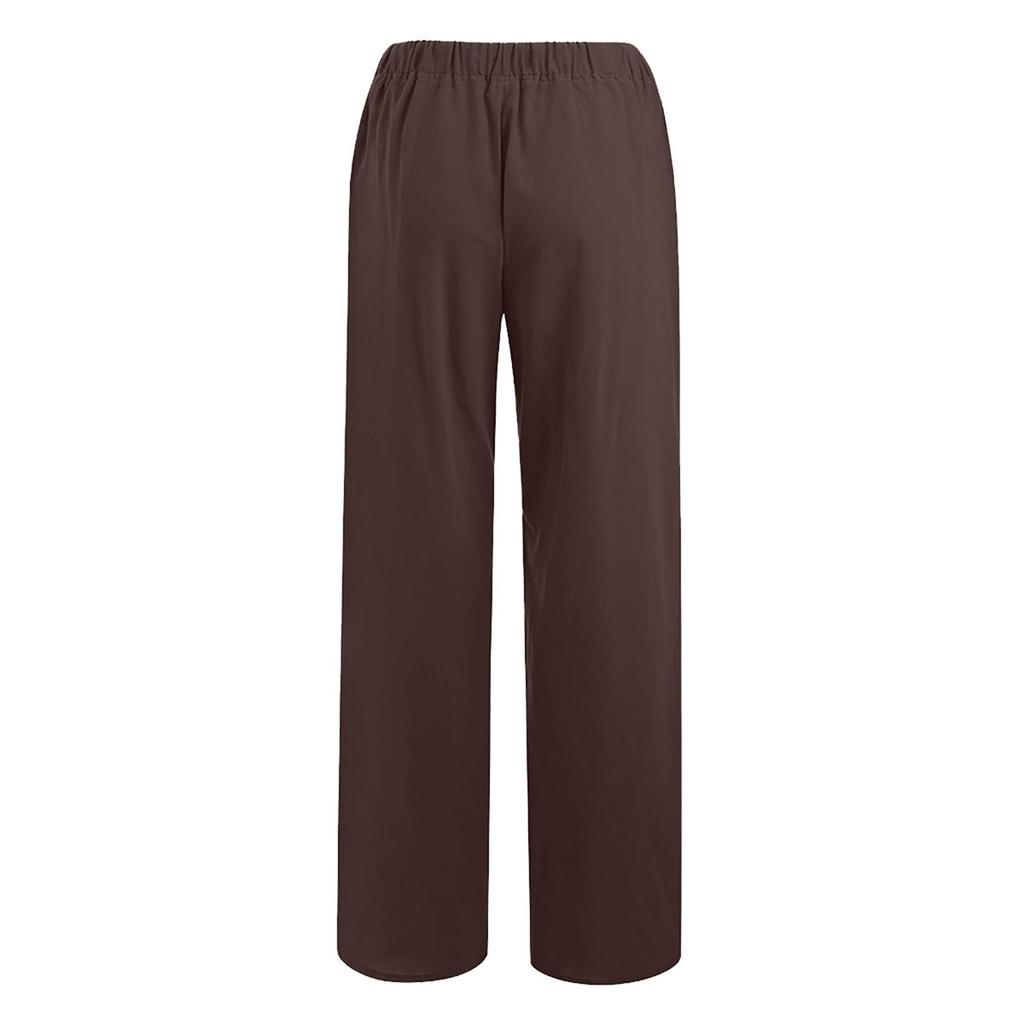 Women's Fashion Color Drawstring Elastic Pocket Straight Leg Casual Pants