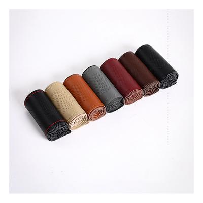Car Steering Wheel Covers Braid DIY 38cm Soft Artificial Leather Car Covers Car With Needle And Thread Auto Interior