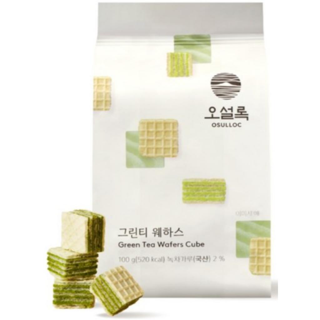 

[OSULLOC] Wafers Cube 100g 2Typs(Green Tea, Earl Grey) Green Tea