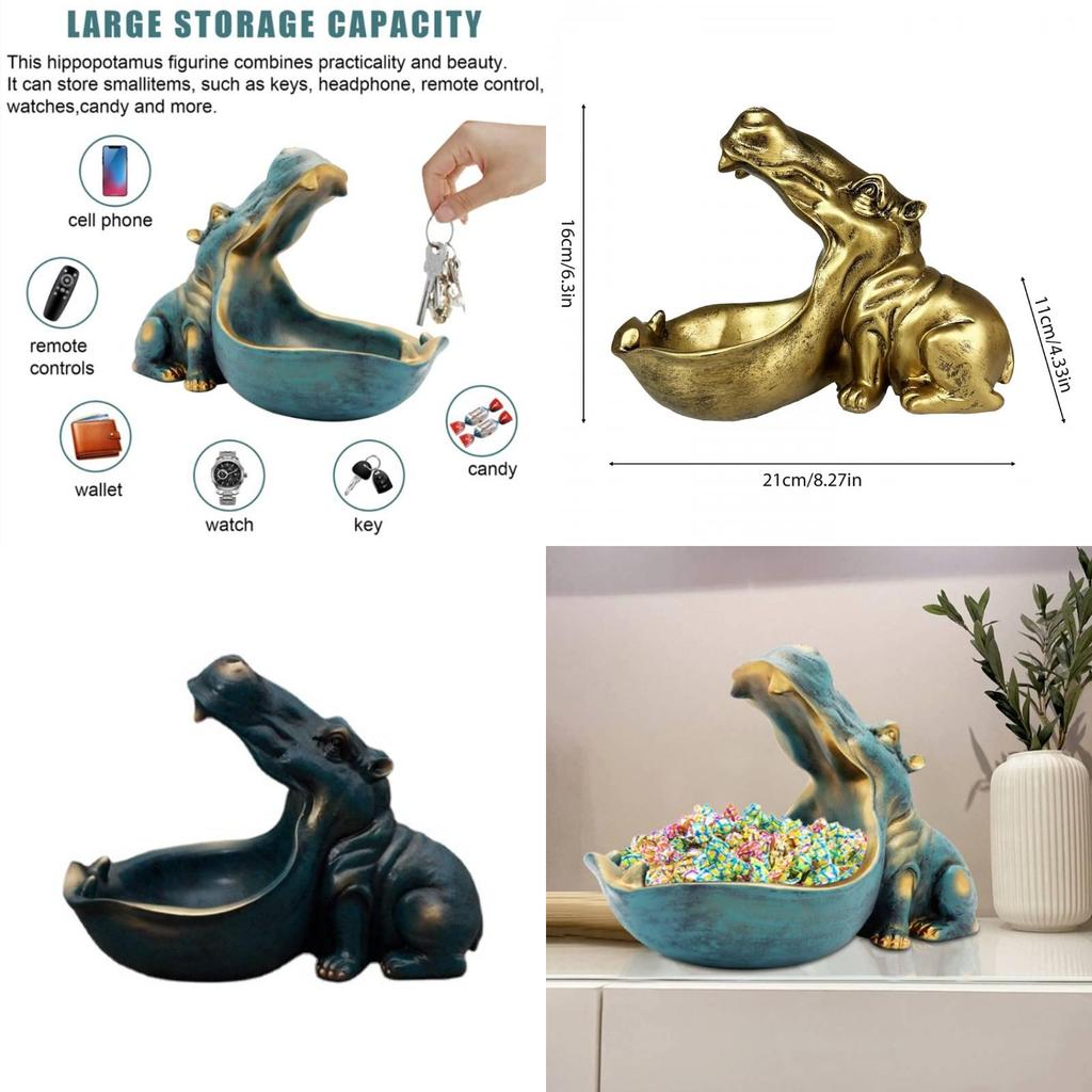 Pryskyřičná figurka hrocha Miska na klíče Servírovací tác Pro dárek a sběratele