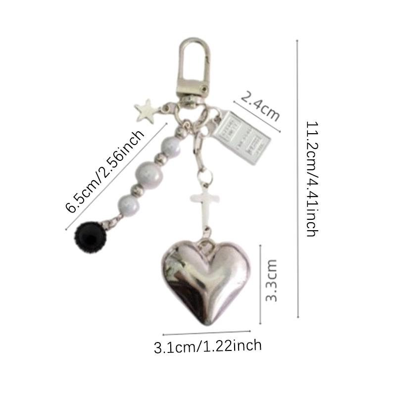 უნიკალური Cool Moon Heart Bear ცხოველთა გასაღების საკინძები ქალებისთვის Punk Star Cross გამჭვირვალე მძივები ჩანთა ყუთი მანქანის გასაღები ტელეფონის აქსესუარი