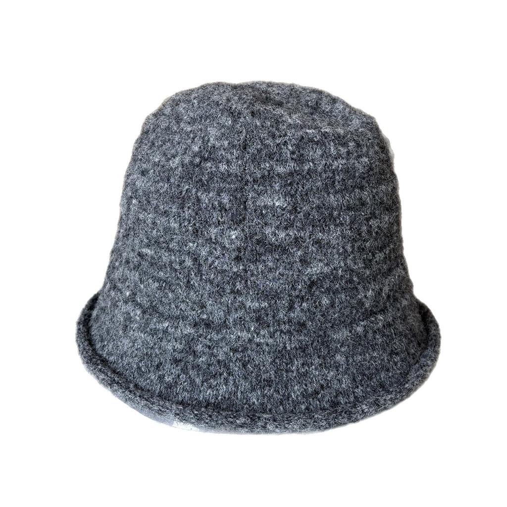 Soft Waxy Crimped Bucket Hat Women Travel Show Face Small Warm Knitted Hat Casual Versatile Bucket Hat