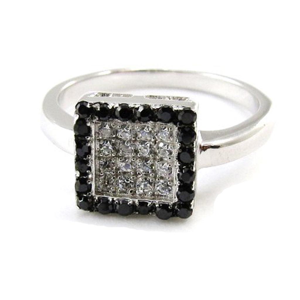 Black White 'Romy' Silver Ring
