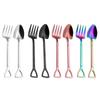 New Long Handle Kitchen Ice Cream Stainless Steel Spoon Fork Shovel Shape