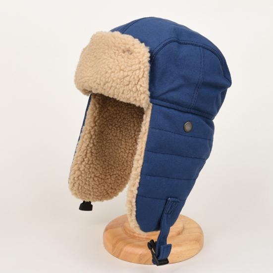 Lei Feng Hat Thickened Inner Lining Solid Color Buckle Closure Versatile Tarp Hat with Ear Protection Daily Clothing