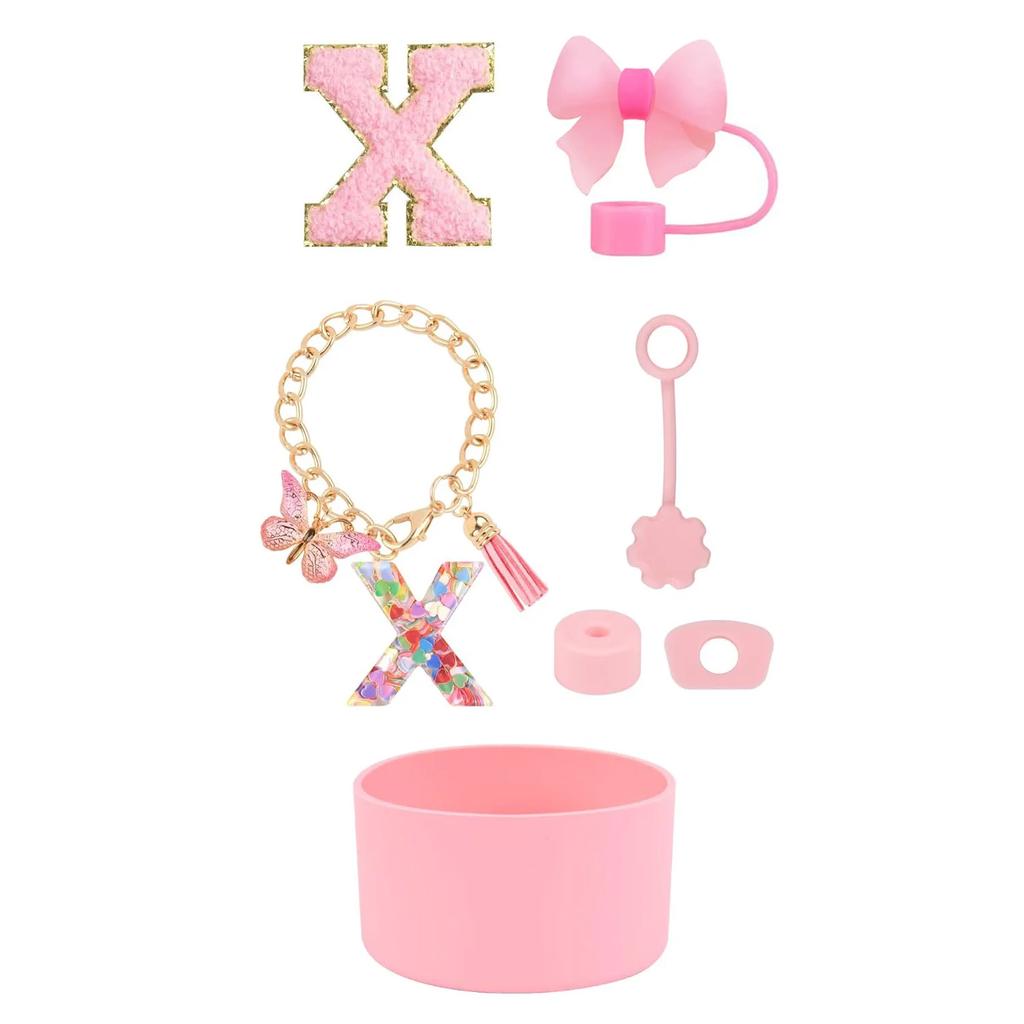 7pcs Cup Accessories Set for Stanley 30oz 40oz Tumbler Straw Cover Cap Boot Spill Proof Stopper Letter Keychain Charm Sticker