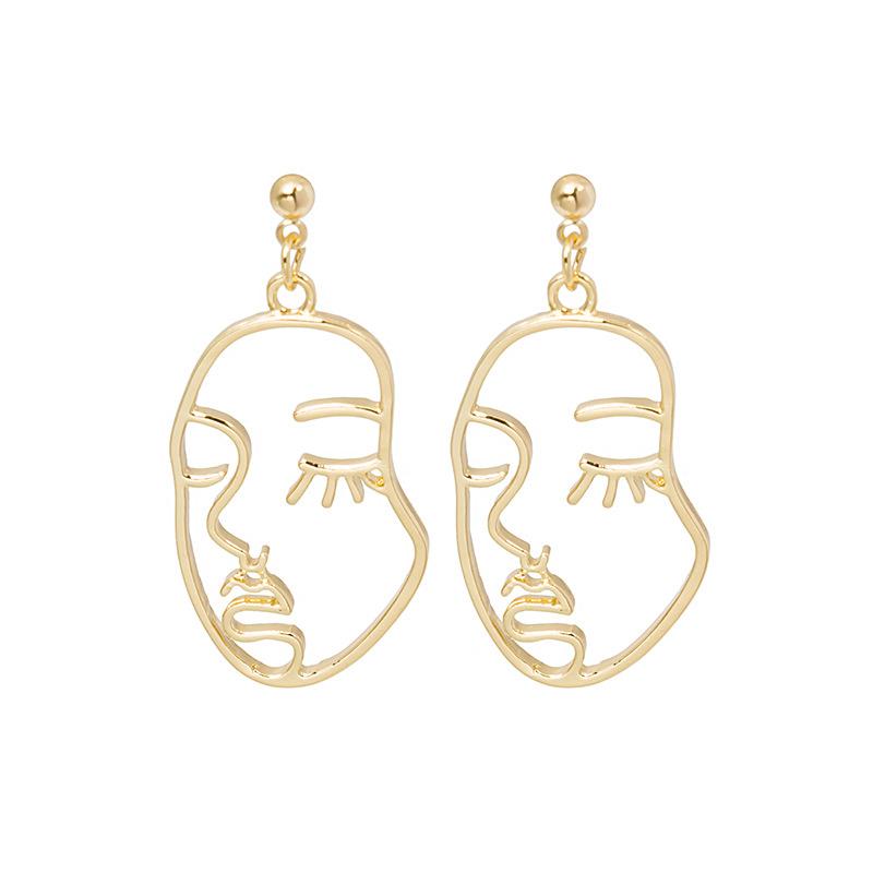 Produkcja Kolczyków Podkreślających Kontur Twarzy Kobiecy Temperament Metalowe Kolczyki Damskie Złoty Temperament Kolczyki w Stylu Hong Kongu Kobiety
