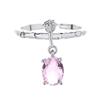 High-End Pink Crystal Rose Flower Open Ring for Women and Girls