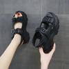 2025 Summer Muffin Bottom Open-toed Casual Sandals Women's Velcro Wedge Heel Women's Shoes Large Size Roman Shoes 2025