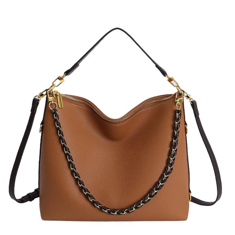 Classic Pu Soft Leather Tote Bag For Women With Chain Strap And Inner Pockets For Daily Use