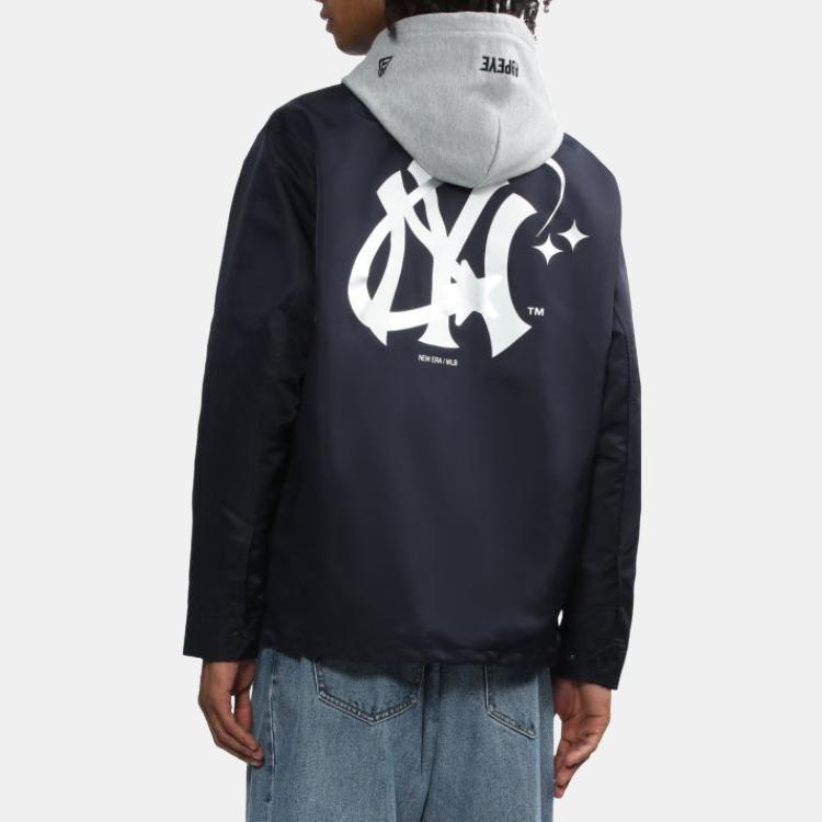 New Era X MLB Collaboration SS23 Logo Print Single-Breasted Fitted Collar Long Sleeve Jacket Men Jackets Dark-Blue 13471013