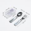 3Pcs/Set Portable Folding Fork Spoon With Box 304 Stainless Steel Cutlery Set Mini Cute Tableware Set Suitable for Kids Students