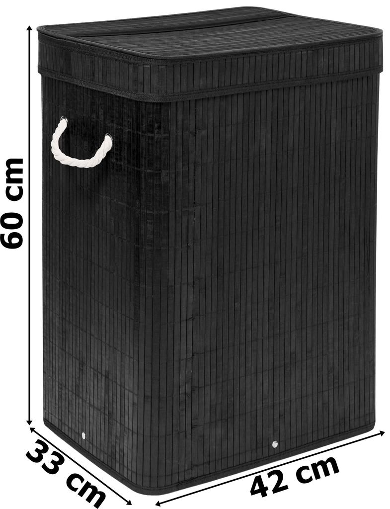 SOREN 80L Bamboo Laundry Basket with Lid, Black