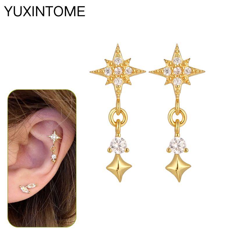 925 Silbernadel Exquisite Weiße Zirkon Steckerohrringe für Damen Geometrische Lange Kette Quaste Ohrringe Luxuriöser Schmuck