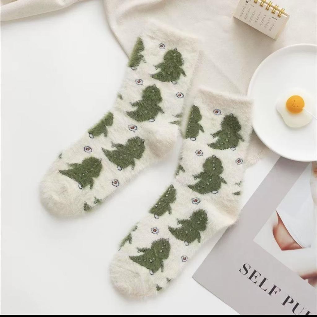 3 Paar niedliche Socken mit Kuhfleckenmuster, verdickte und warme Korallenfleece-Socken, Damen-Kaschmirsocken, Haussocken