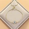 Faux Blue Diamond Evil Eye Bracelet Sliding Knot Adjustable Women Minimalist Southeast Asian Fashion