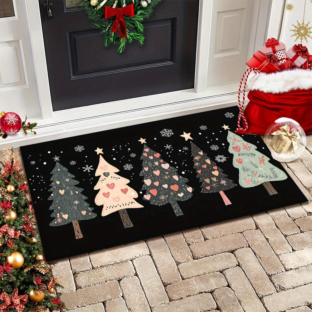 VIKAMA Christmas Carpet 5 Christmas Tree Doormat Welcome Mat Kitchen RugCrystal Velvet Living Room Carpet Rug For Bedroom Home D