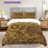 Vintage Maritime Adventure Map Three-piece set (1 * duvet cover + 2 * pillowcase, without core) 2D Flat Duvet cover and pillowcase