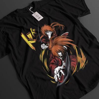 Rurouni Kenshin Maglietta Battousai T-shirt Kaotu T-shirt Sano Top Saito Anime Tee