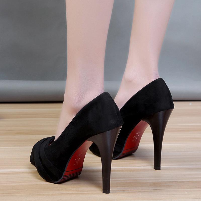 Kadın Ayakkabıları Topuklu Pompalar Stiletto Slip-On Peep Toe Süet İnce Topuklu Platform Klasikler Ofis Kariyer Kadın Elbise Ayakkabıları
