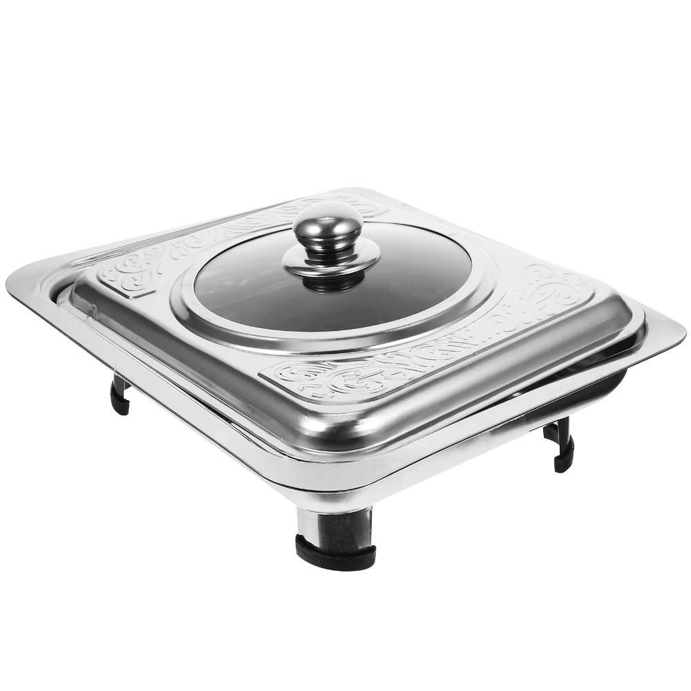 Practical Chafing Dish Food Tray Stainless Steel Metal Pot Pans Creative Pan Dishes Warmer Kitchen