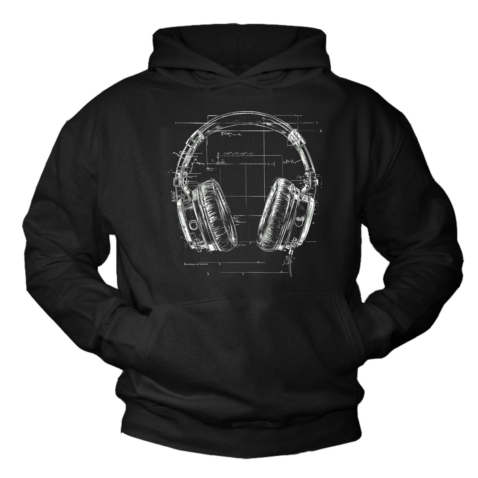 26 Hooded Sweatshirt Mens Jumper Black Headphones Motif Music Hoodie Retro- Unisex T-Shirt M 2190₽