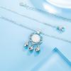 925 Sterling Silver Fashion Classic Auspicious Cloud Bell White Jade Safety Lock Pendant Necklace Birthday Anniversary Gift