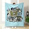 "Angry Retro Computer Cartoon Style" Patterned Flannel Blanket Perfect for the Bedroom Living Room, Sofa, or a Little Nap