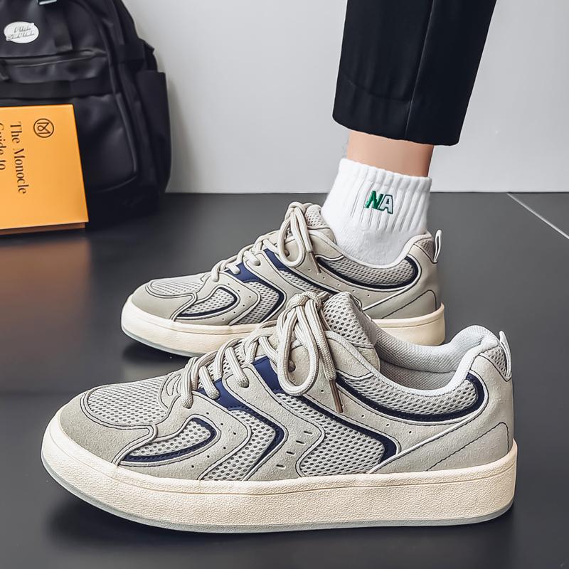 Fashion New Gray Men Vulcanize Shoes Casual Platform Sneakers Vintage Sports Korean Designer Flats Tennis Student Thick Sole Comfortable