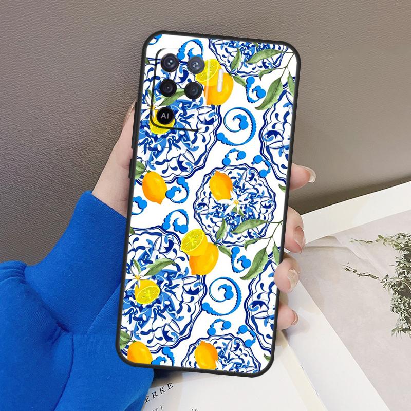 Mediterranean Lemon Case For Oppo A94 A74 A54 A80 A60 A40 A18 A38 A58 A78 A98 A96 A76 A16 A15 A17 A57 A77 A5 Pro