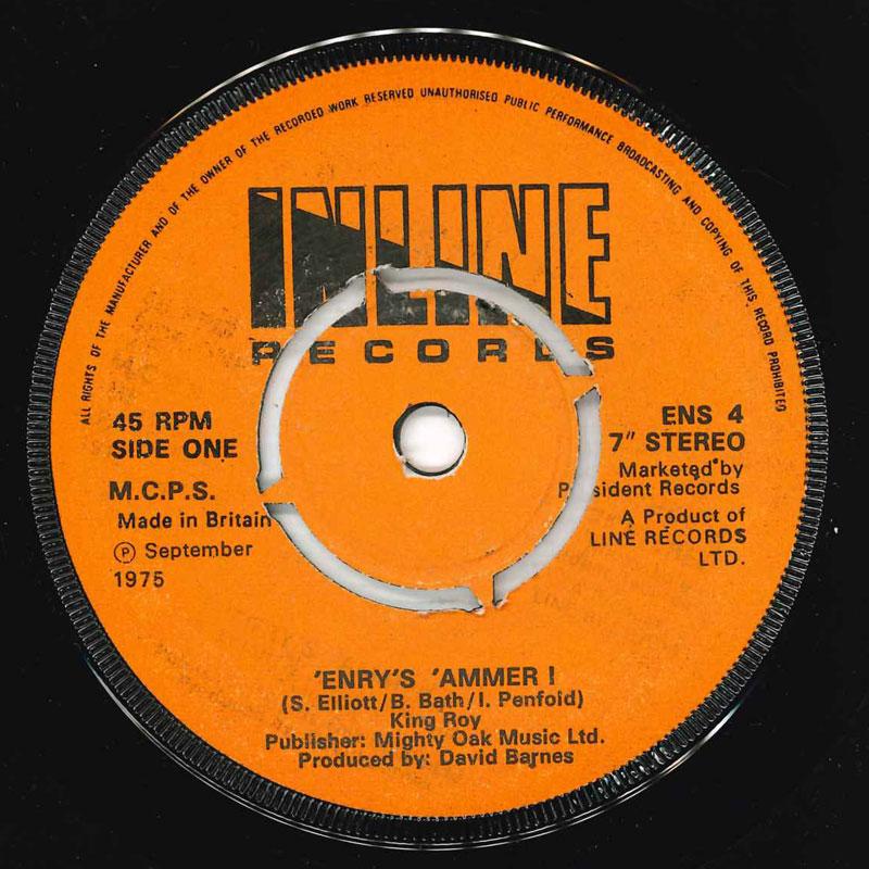 

7inch Record KING ROY - Enry s Ammer I ENS4 Inline Records 1975 UK Pop Used