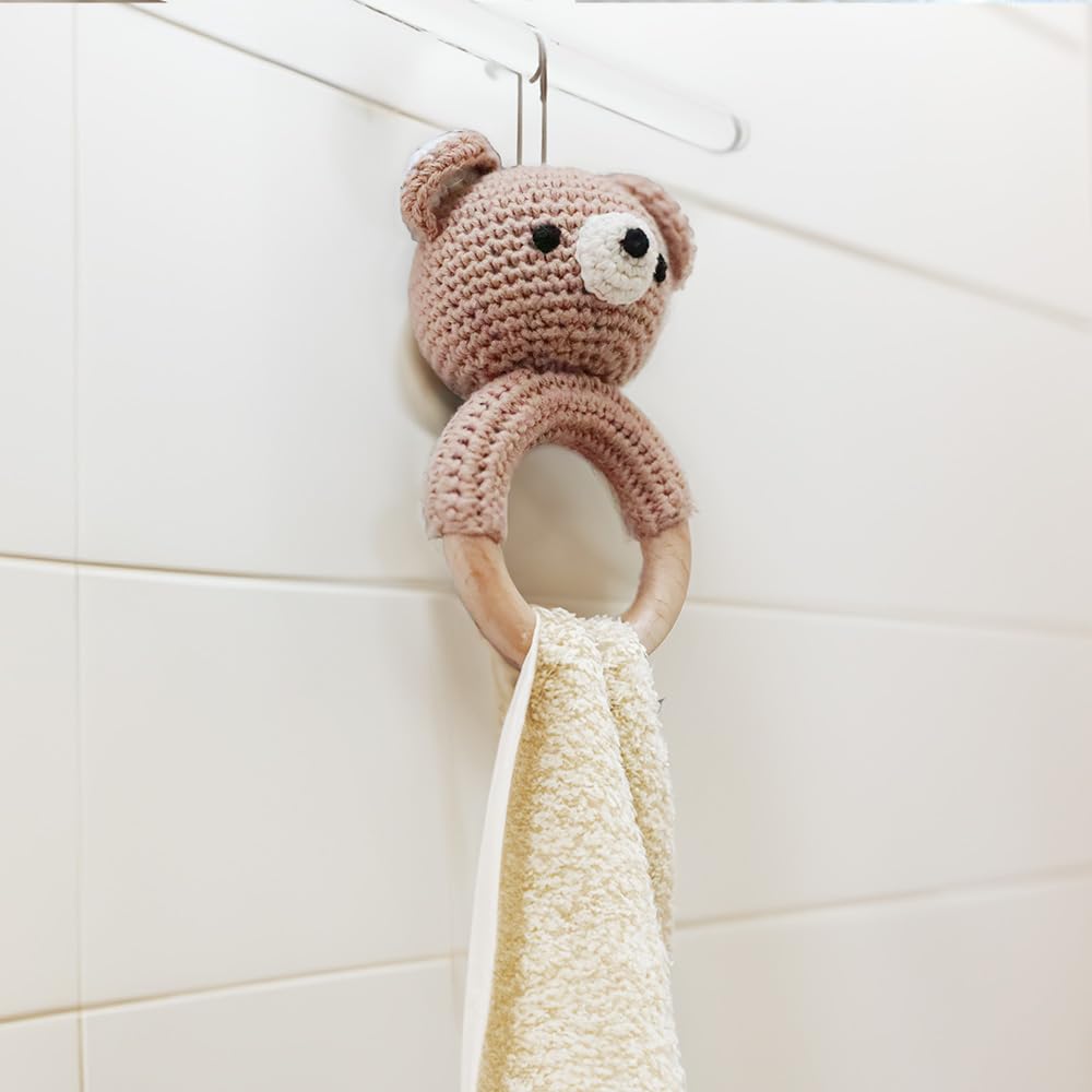 Easy to Towel Adnil LAND BEBE ANIMAL Rattle, Amigurumi, grip, Teether, rack, (BEAR) #25465