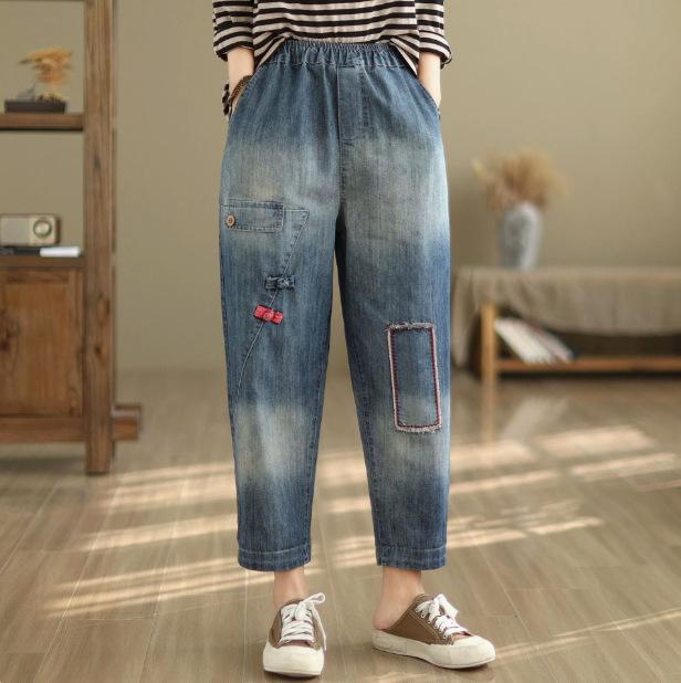 Women Denim Shorts Summer cropped jeans Pants Fashion High Waisted Dark Wash Knee Length Jeans Female Casual Pants