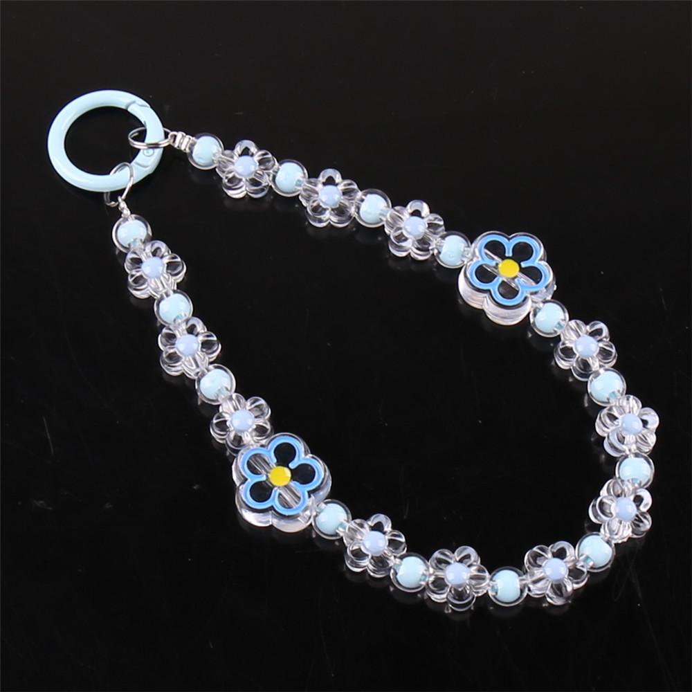 Flower Beaded Phone Charm: Lucky Bead Keychain Pendant, Cute Backpack Decor, Durable Hanging Wrist Strap