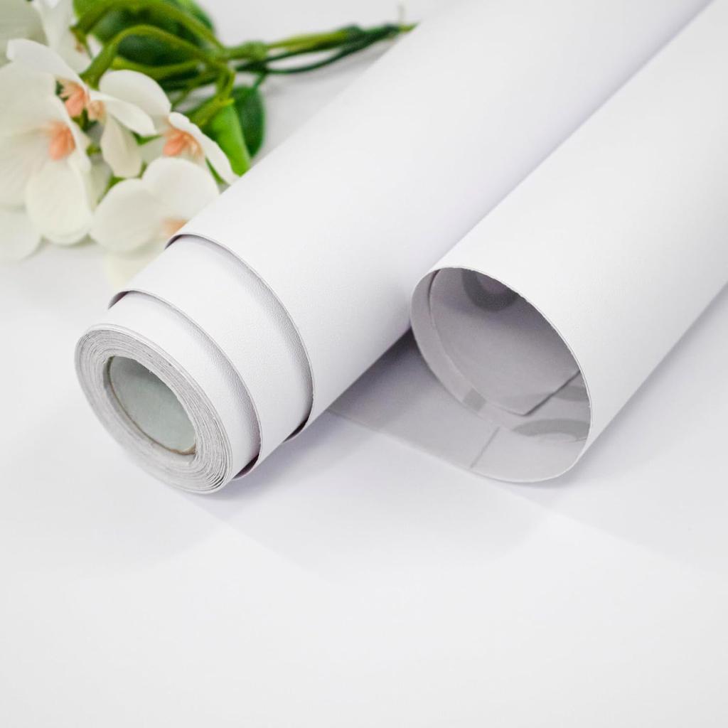 55Wide Matte Wallpaper White/Grey/Black Vinyl Self-Adhesive for Wall Shelf Liner Table Door Living Room Contact Paper Wall Decor