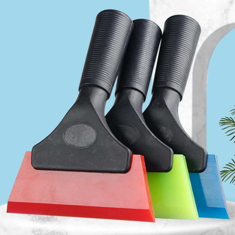 Slanted Edge Cow Tendon Water-Squeeze Scraper with Reinforced Rubber Handle for Glass Cleaning and Film Application.