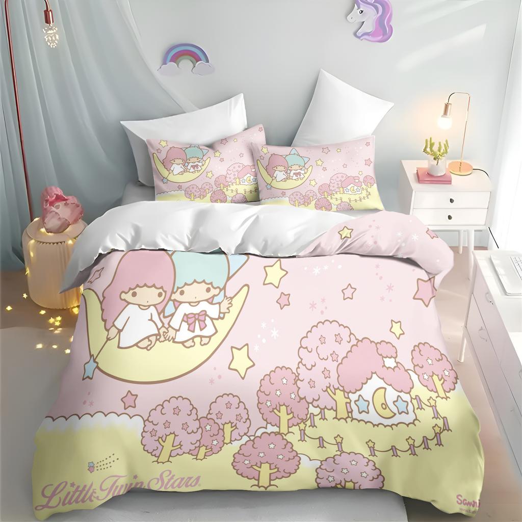 Cinnamoroll Duvet Cover Cartoon Hello Kitty Full Cute Children's Bedroom 100% Polyester Adult Gift 2/3pcs Bedding Set