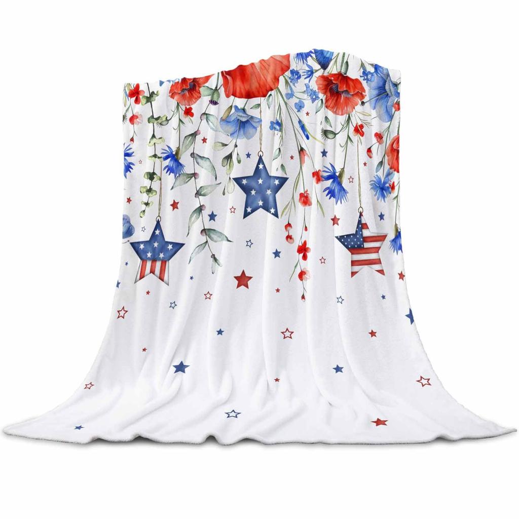 Independence Day design digital-printed polyester Bedroom velvet flannel cover blanket Fleece soft sofa cover blankets for beds